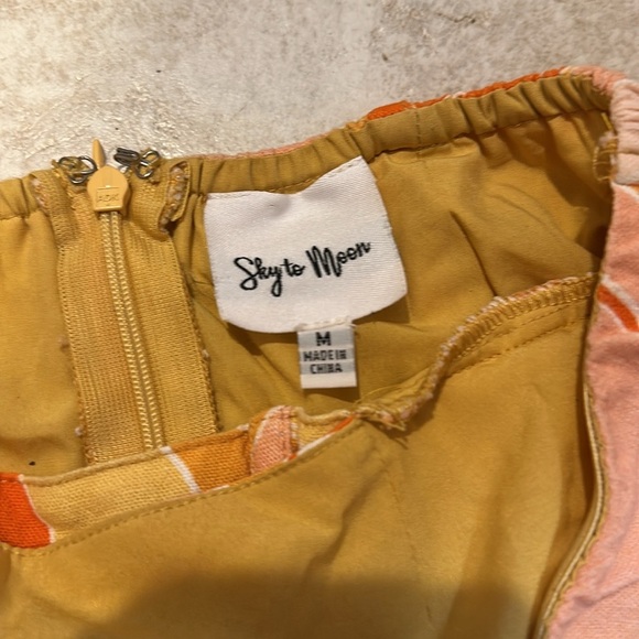 Sky To Moon Orange Retro Floral Cut Out Romper M Dress - Picture 3 of 6